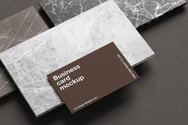 Free Marble Surface Business Card Mockup PSD Template