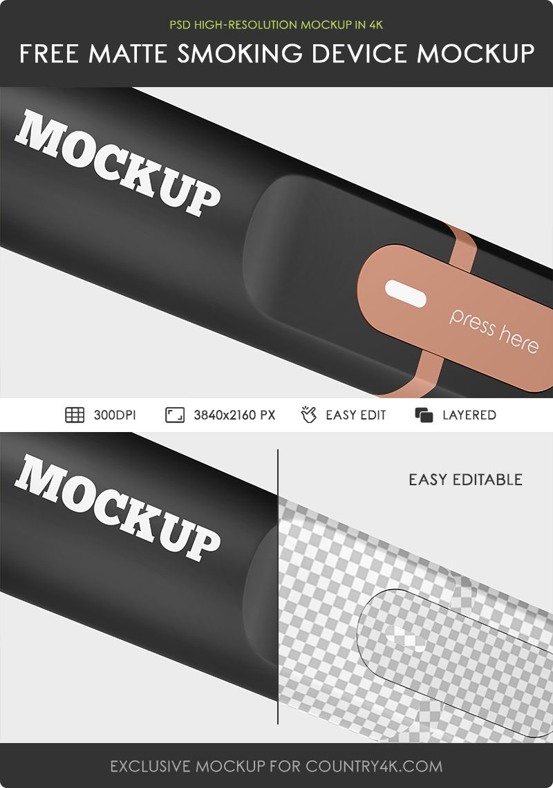 Free Matte Smoking Device Mockup PSD Template