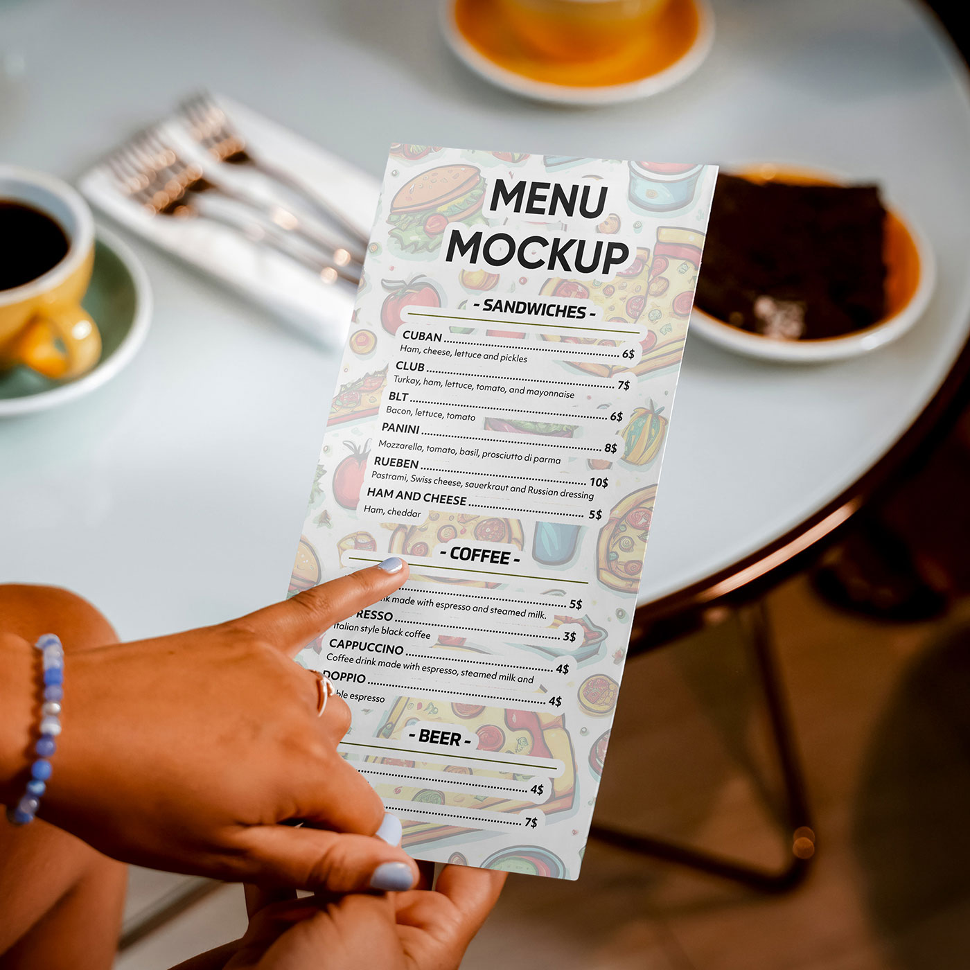Free Menu DL Size Mockup PSD Template