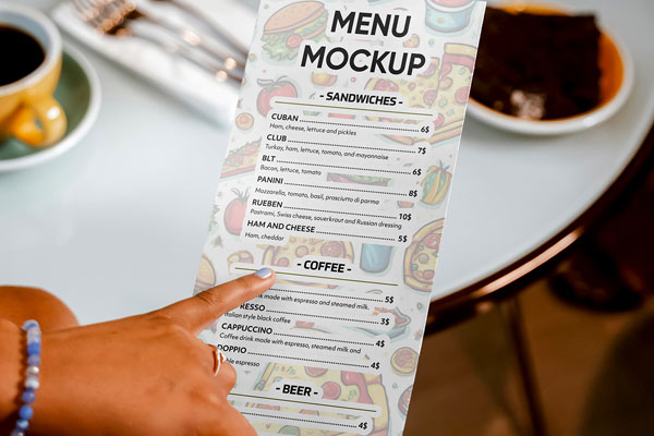 Free Menu DL Size Mockup PSD Template