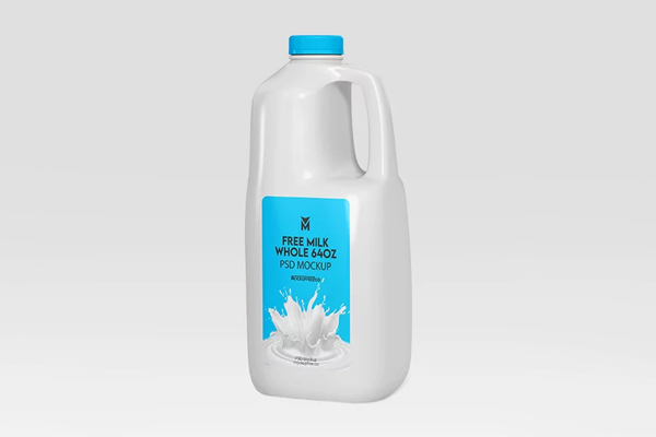 Free Milk Whole 64oz Mockup PSD Template
