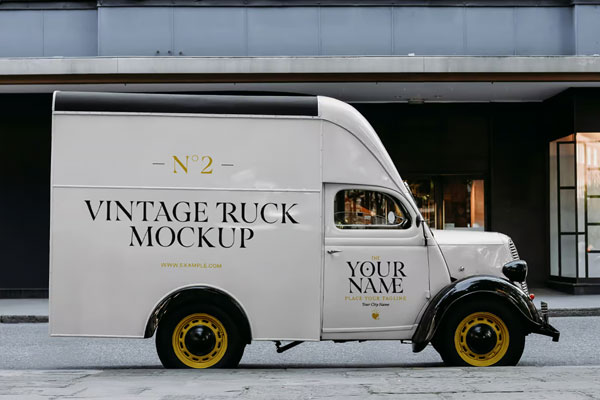 Free Mini Truck Mockup PSD Template