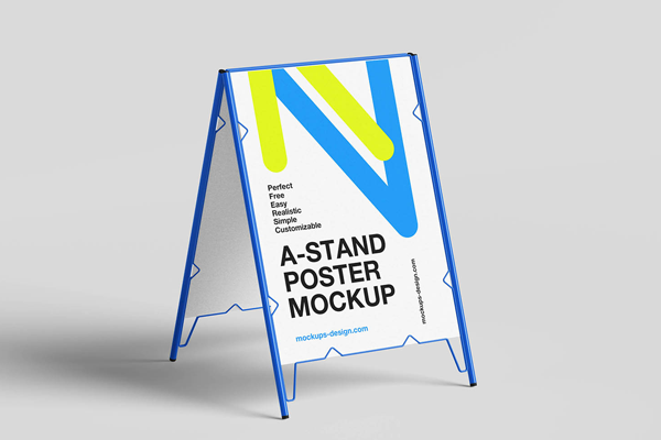 Free Minimal A Stand Poster Mockup PSD Template