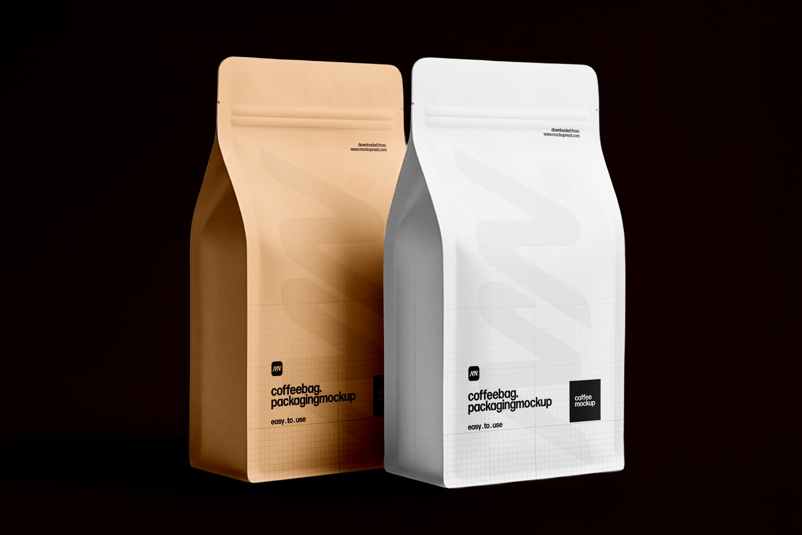 Free Minimal Coffee Bag Packaging Mockup PSD Template