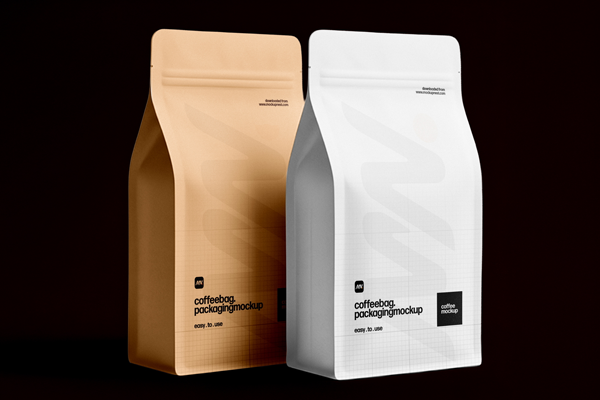 Free Minimal Coffee Bag Packaging Mockup PSD Template