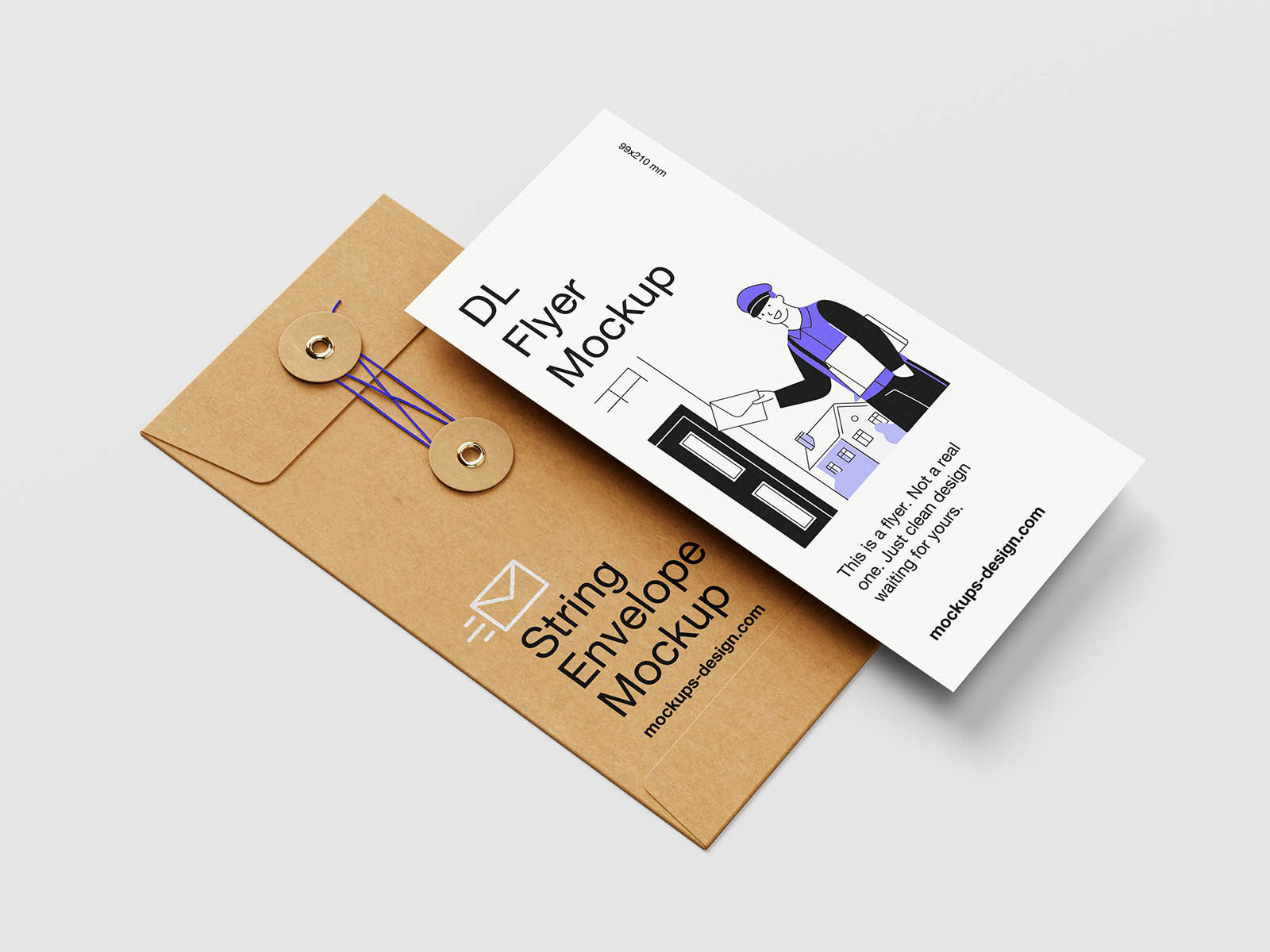 Free Minimal String Envelope Mockup PSD Template