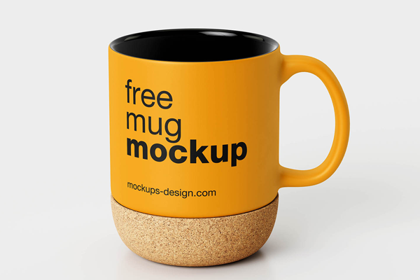 Free Modern Cork Base Mug Mockup PSD Template