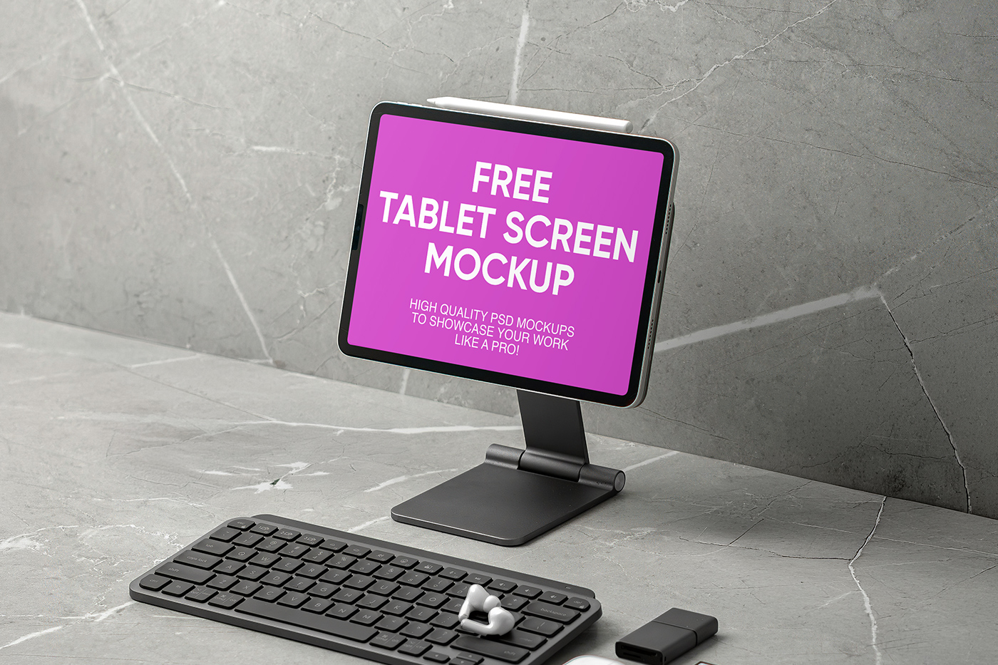 Free Office Tablet Screen Mockup PSD Template