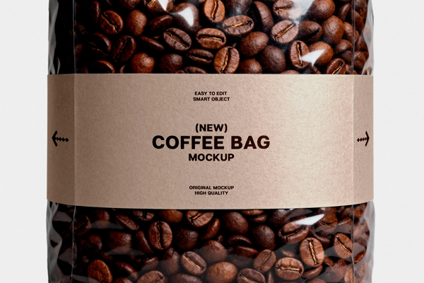 Free Plastic Coffee Package Mockup PSD Template