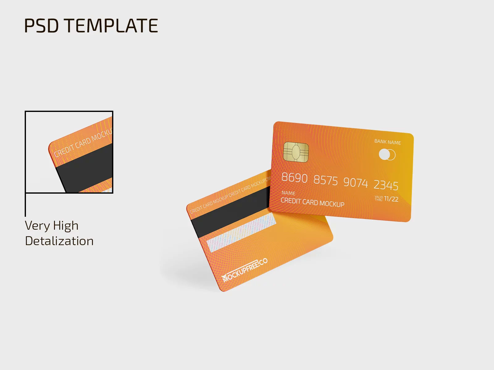 Free Plastic Credit Cards Mockups PSD Template