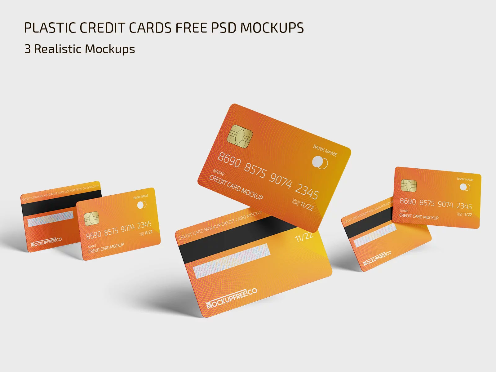 Free Plastic Credit Cards Mockups PSD Template