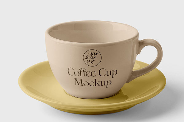 Free Porcelain Cup Studio Shot Mockup PSD Template