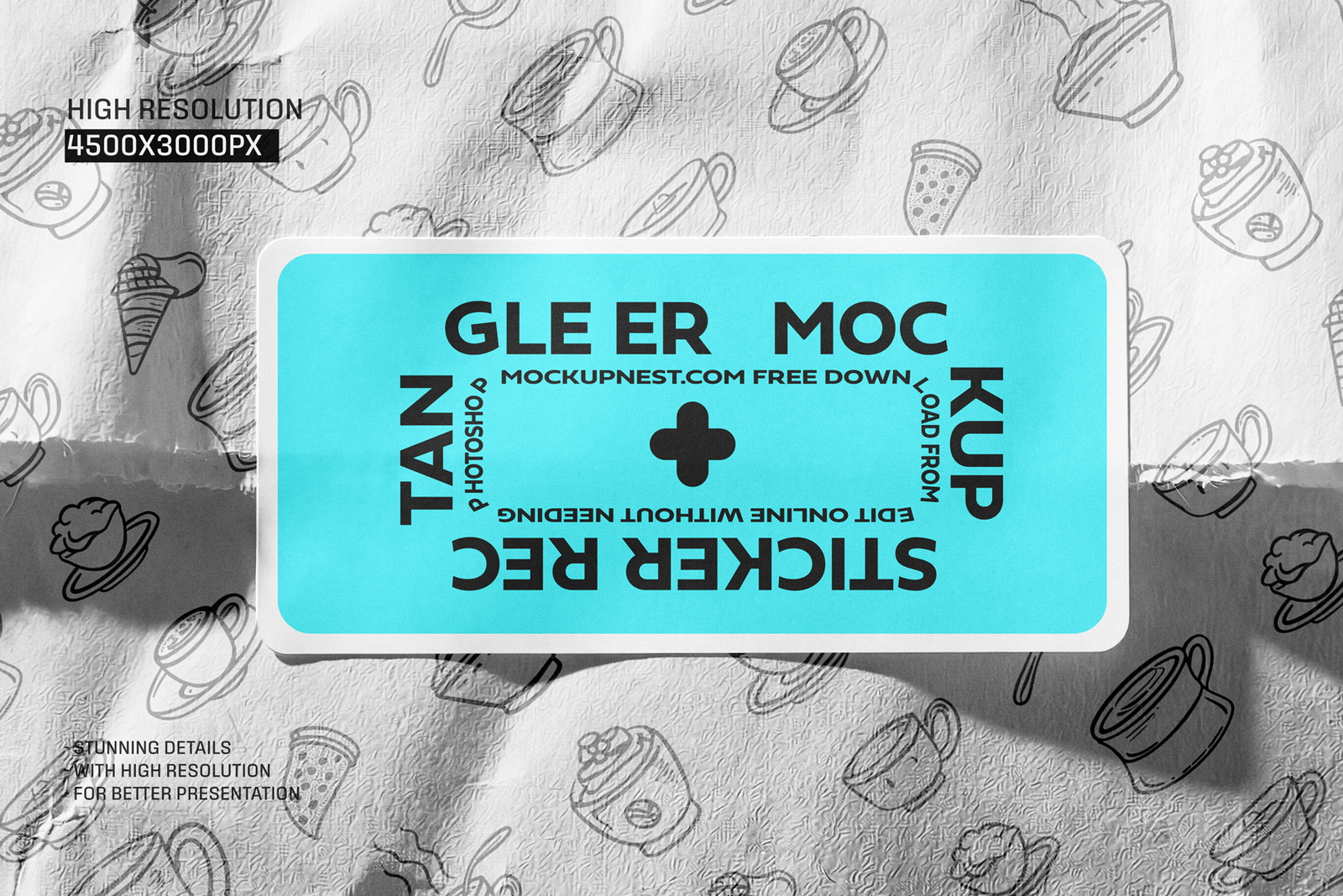 Free Rectangle Sticker on Paper Bag Mockup PSD Template