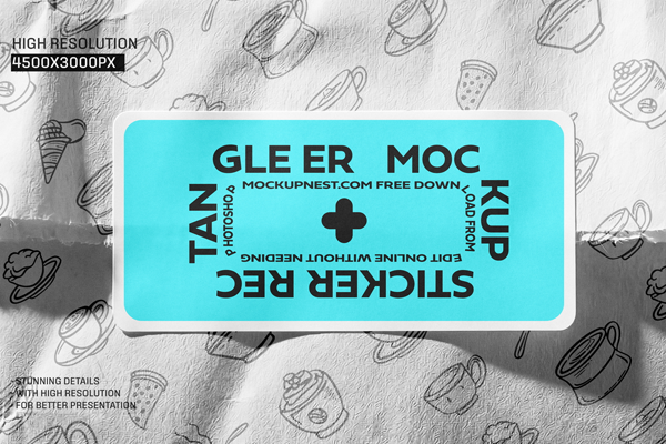 Free Rectangle Sticker on Paper Bag Mockup PSD Template