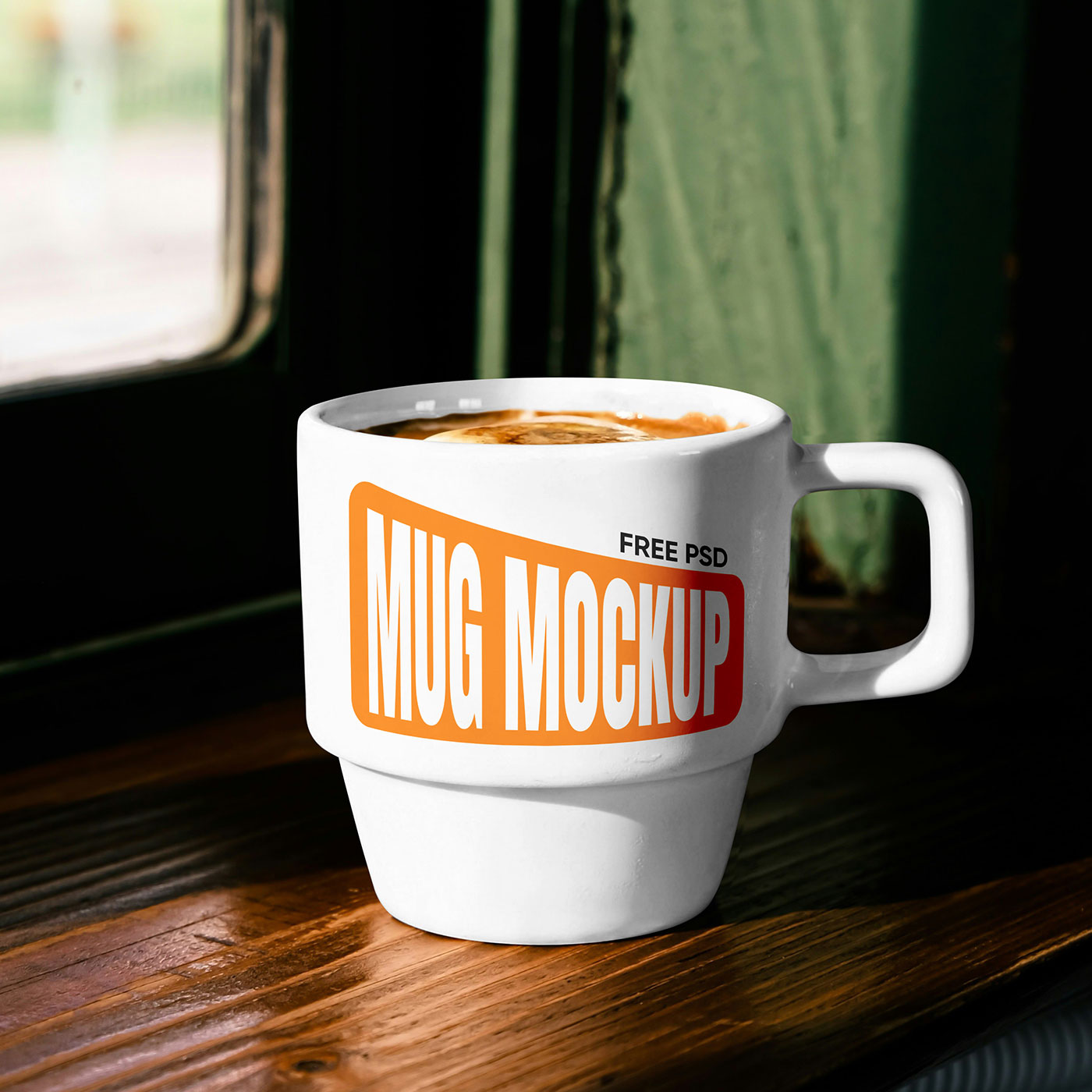 Free Retro Ceramic Mug Mockup PSD Template