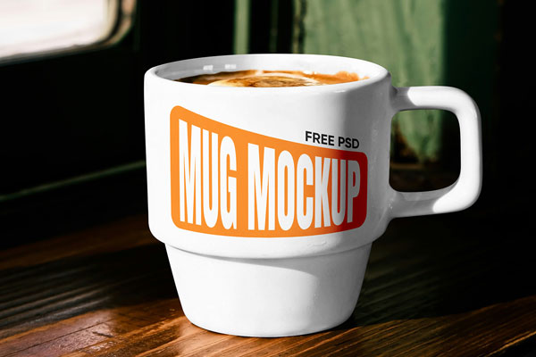 Free Retro Ceramic Mug Mockup PSD Template