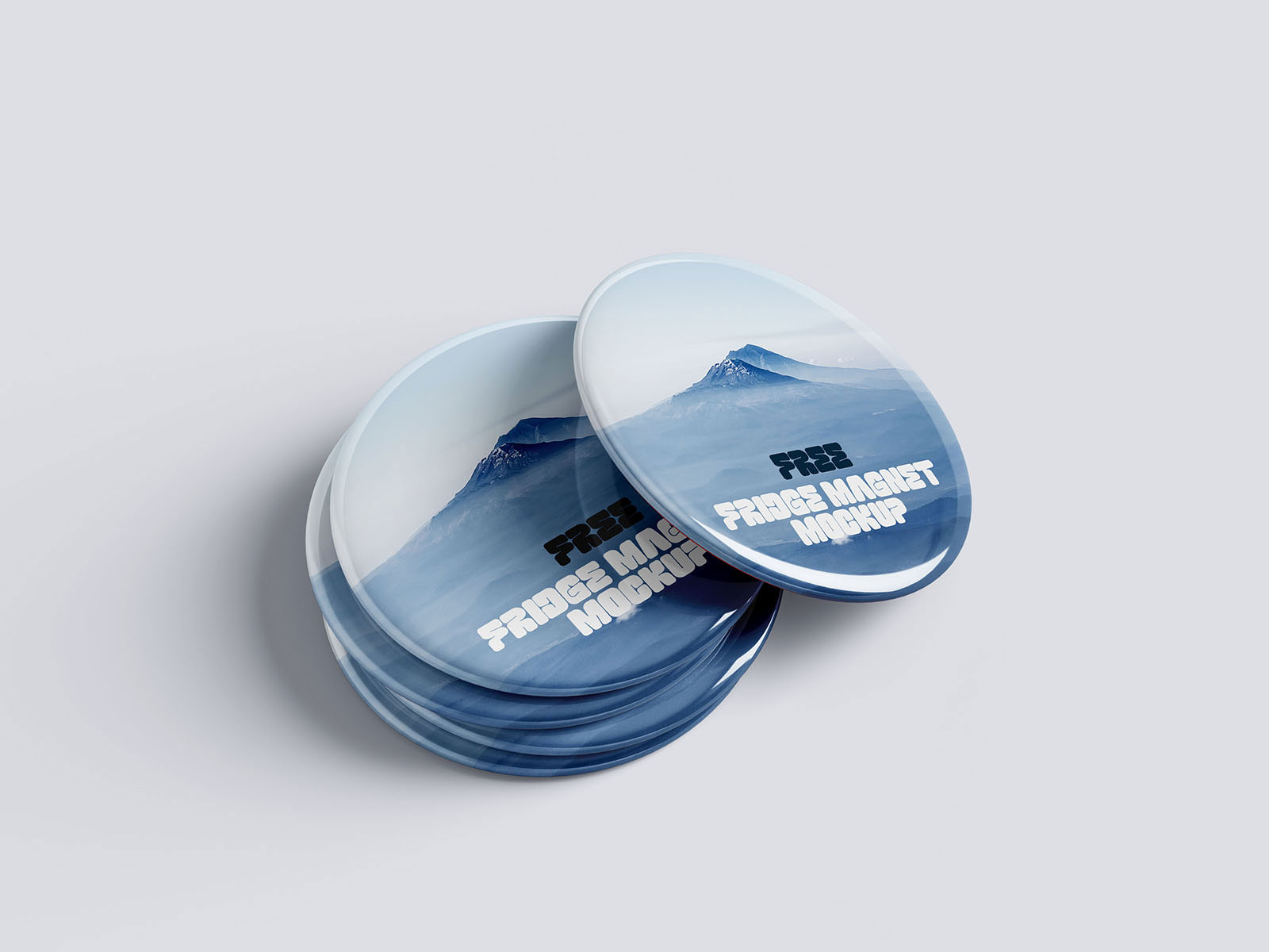 Free Round Fridge Magnet Mockup PSD Template