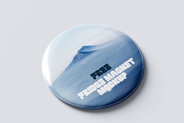 Free Round Fridge Magnet Mockup PSD Template