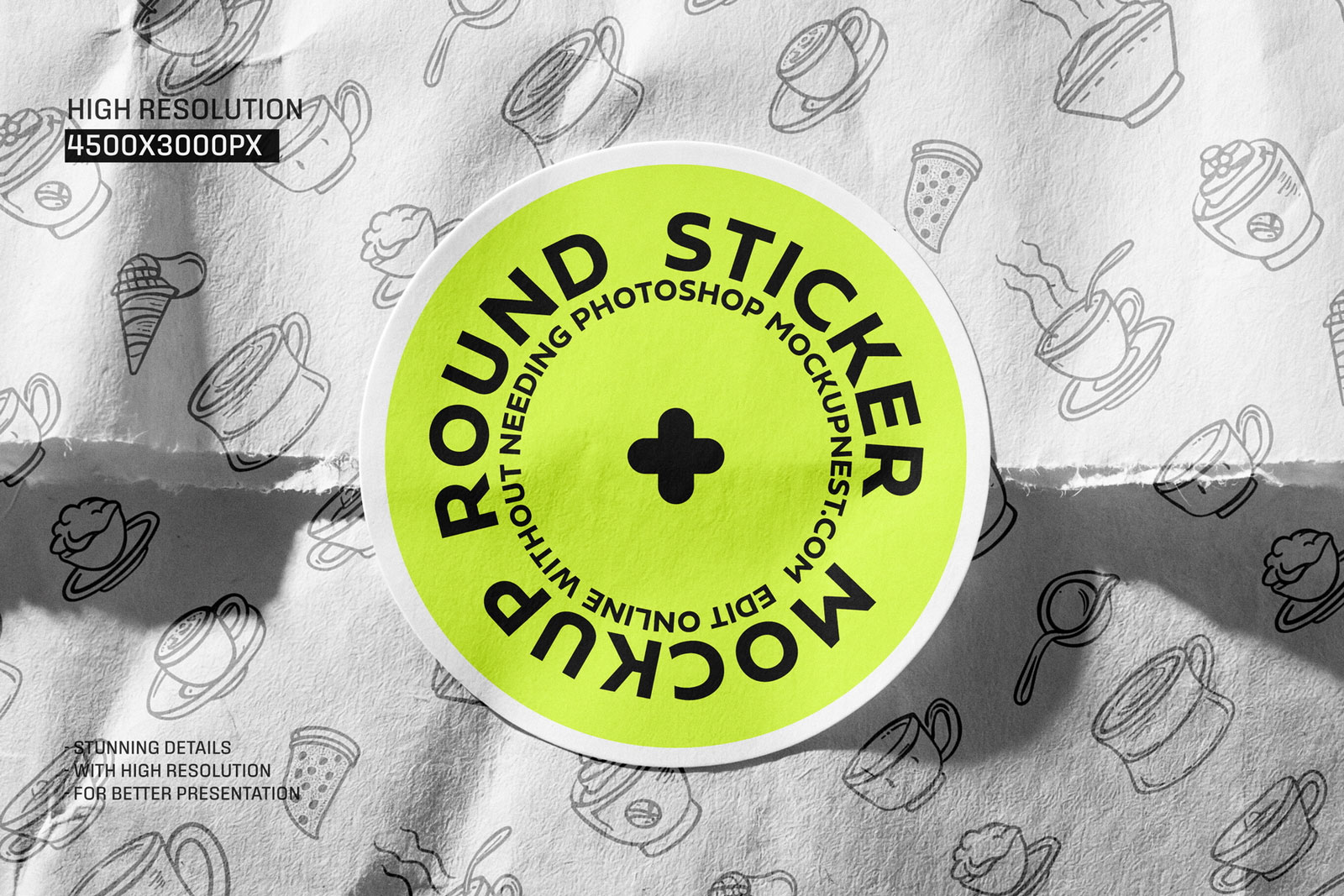 Free Round Sticker on Paper Bag Mockup PSD Template