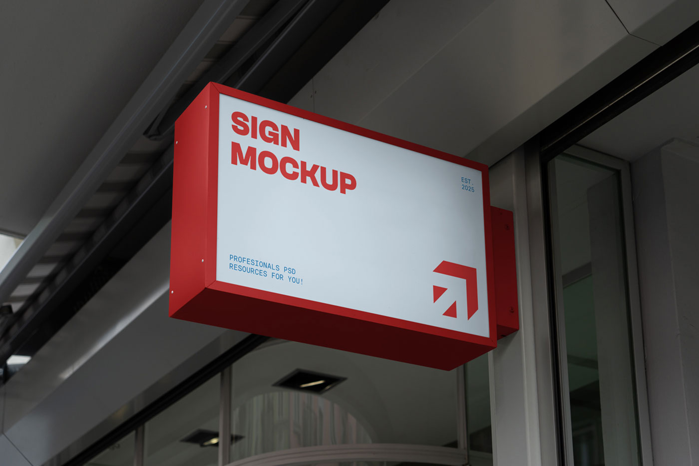 Free Sign Attached to Elevation Mockup PSD Template