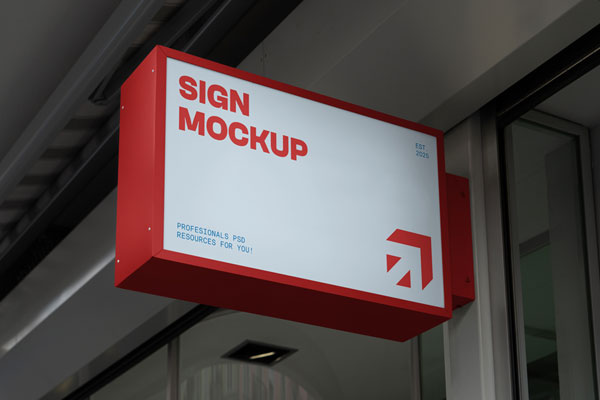 Free Sign Attached to Elevation Mockup PSD Template