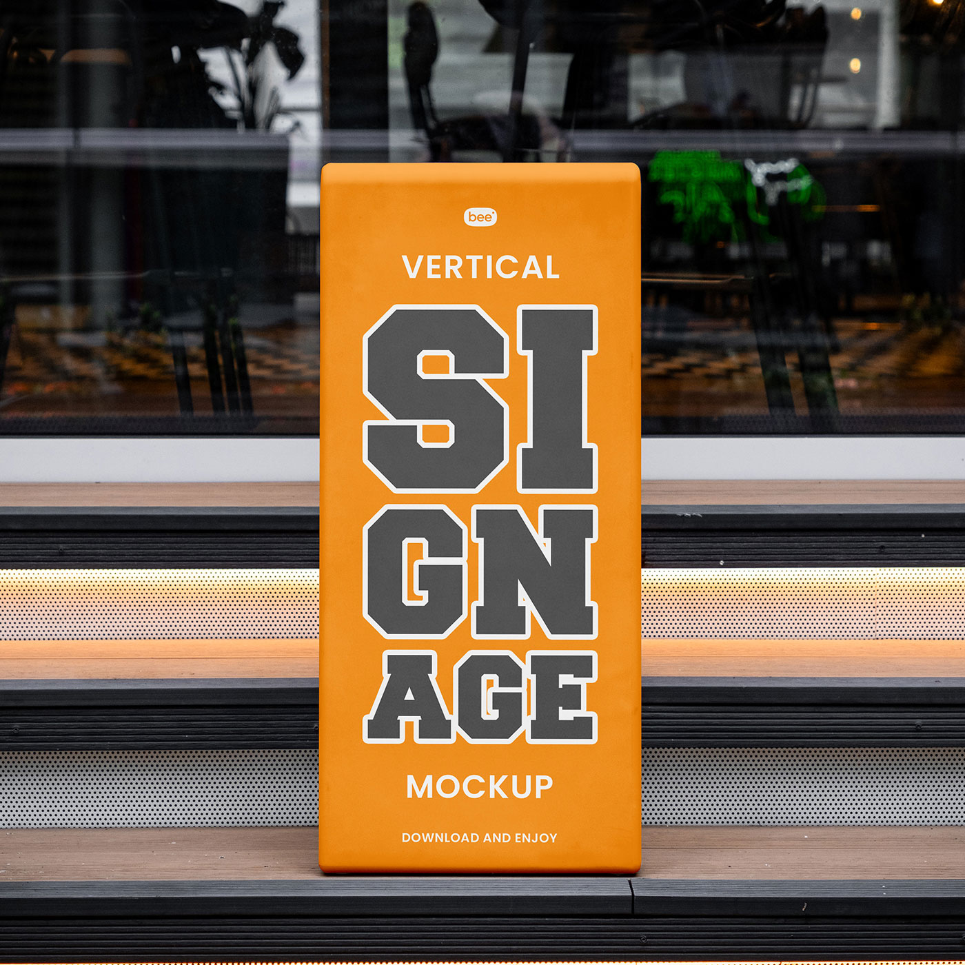 Free Signage on Stairs Mockup PSD Template