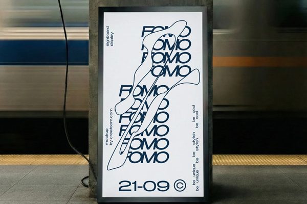 Free Signboard Mockup in Subway Front View PSD Template
