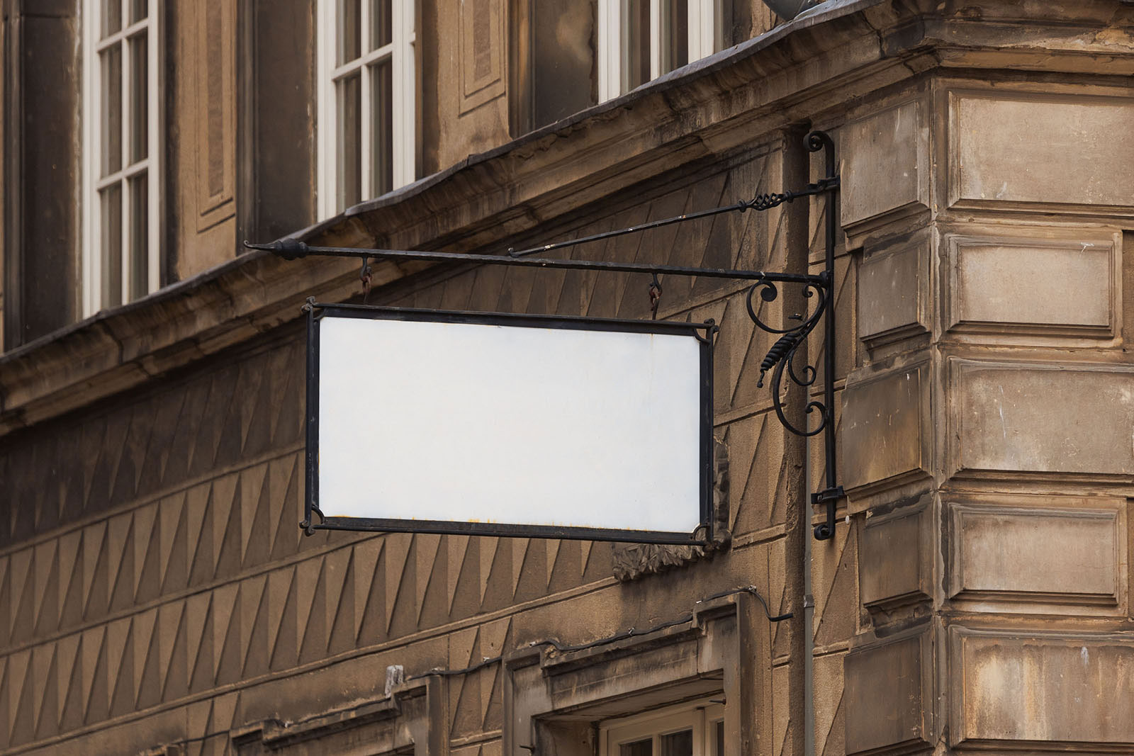 Free Signboard on Old Building Mockup PSD Template