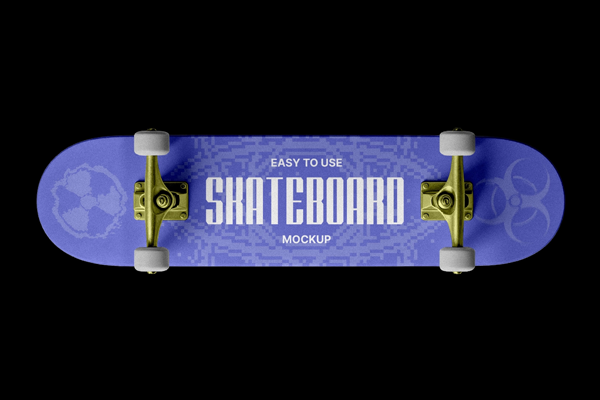 Free Skateboard Mockup with Wheels PSD Template