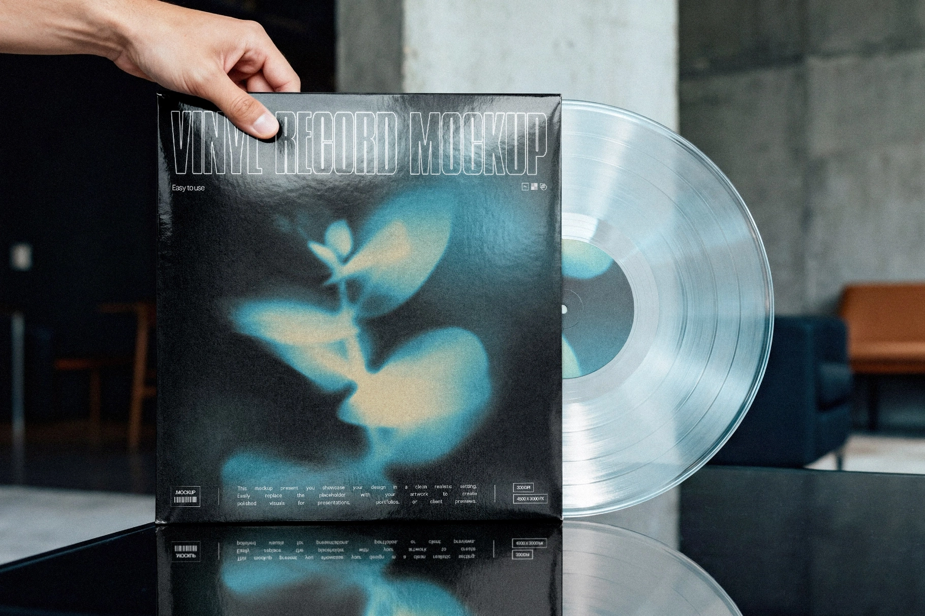 Free Sleeve Vinyl Record Mockup and Clear LP PSD Template
