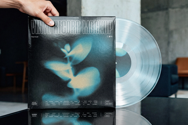Free Sleeve Vinyl Record Mockup and Clear LP PSD Template
