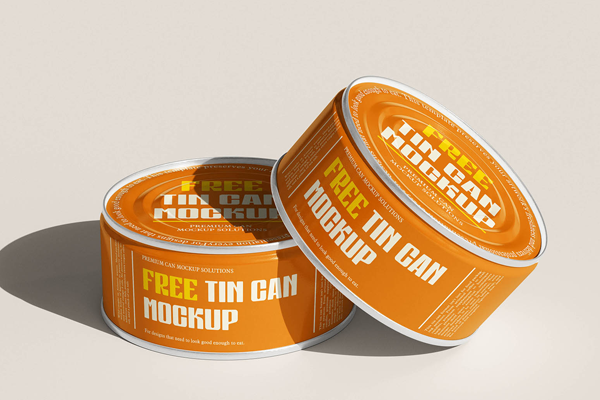 Free Small Flat Tin Can Mockup PSD Template