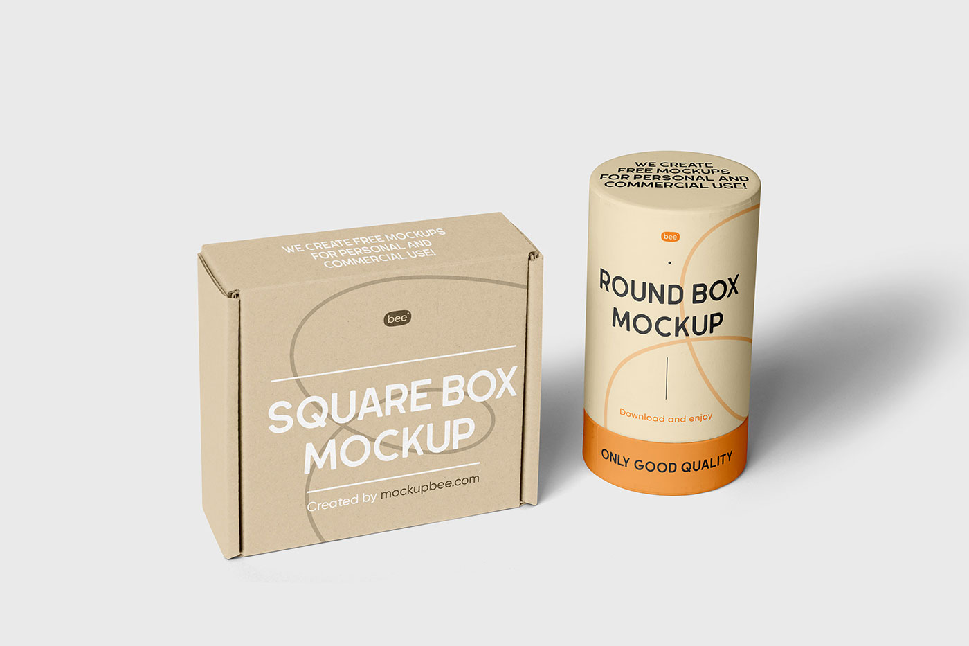 Free Square and Tube Boxes Mockup PSD Template
