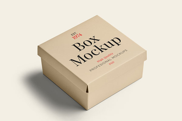 Free Square Box in Perspective Mockup PSD Template