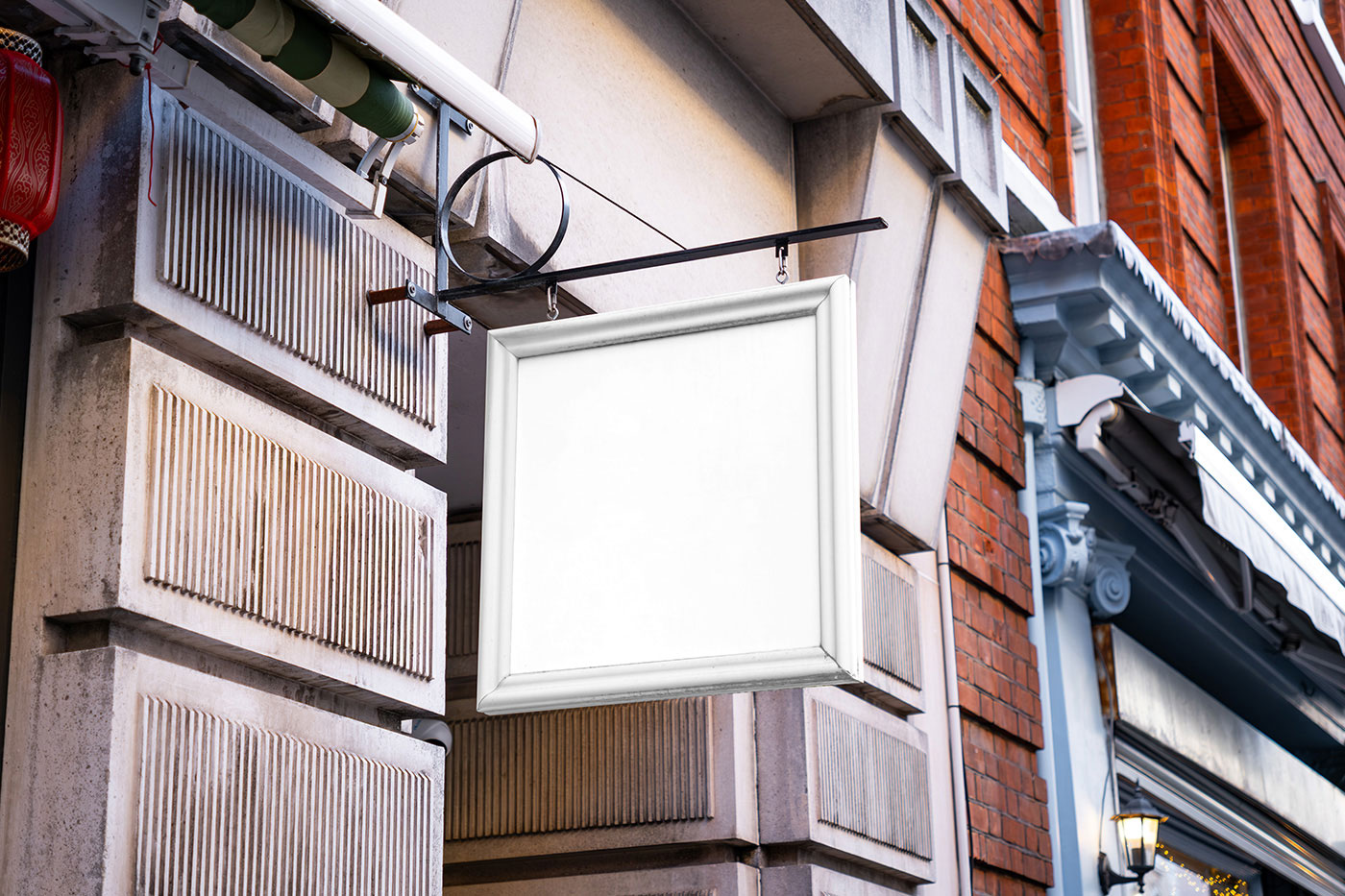 Free Square Framed Sign Mockup PSD Template