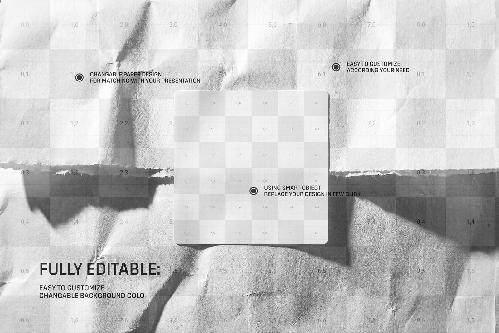 Free Square Sticker on Paper Mockup PSD Template