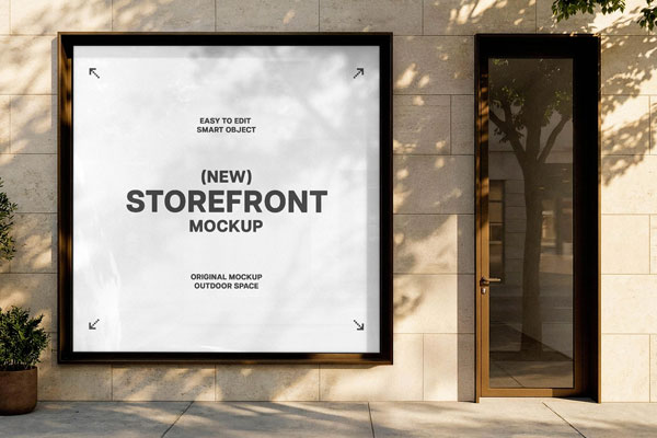 Free Square Storefront Mockup PSD Template