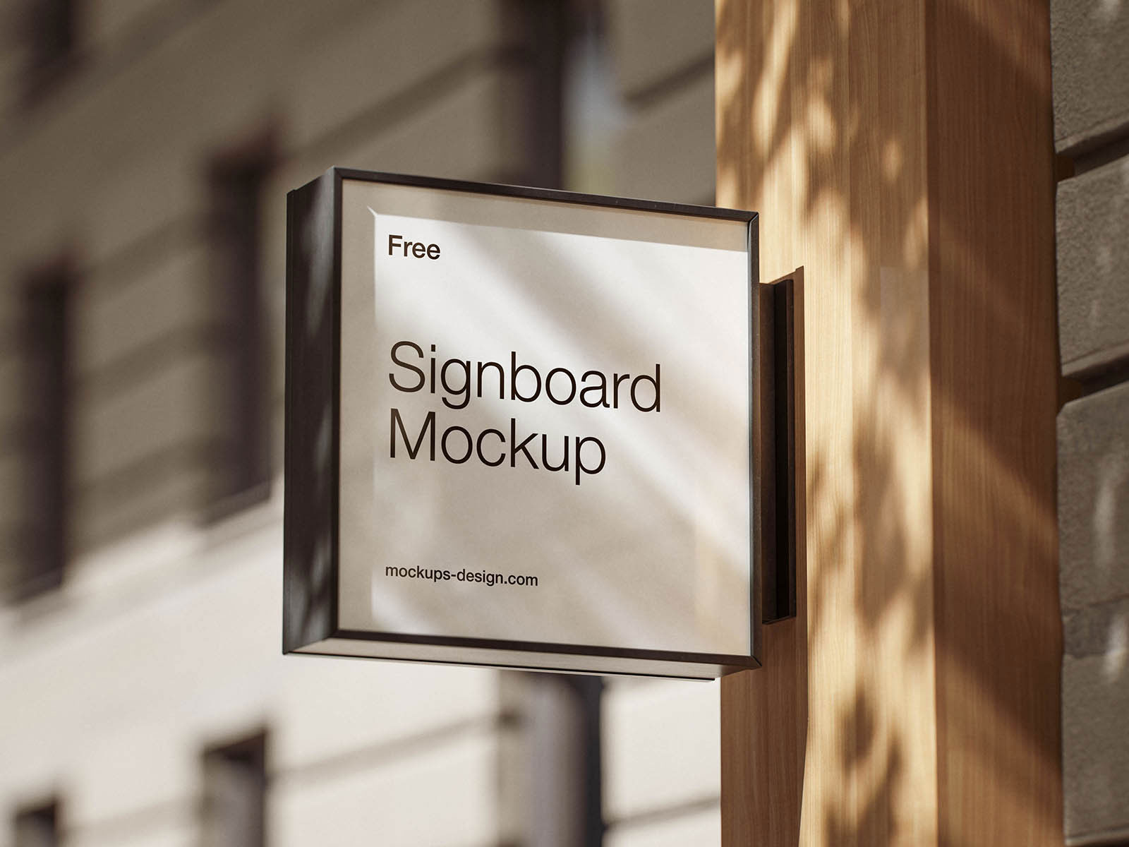 Free Square Wall Mounted Signboard Mockup PSD Template