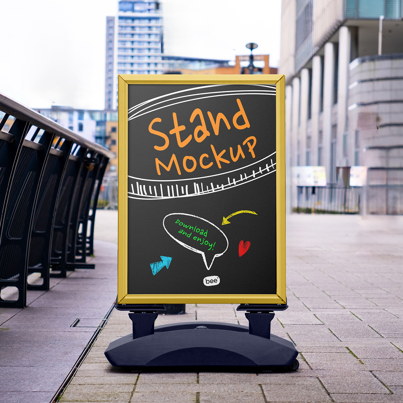 Free Stand Front View Mockup PSD Template