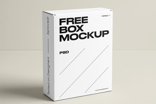 Free Standing Box Studio Shot Mockup PSD Template