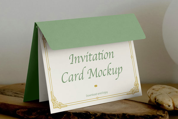 Free Standing Invitation Card Mockup PSD Template