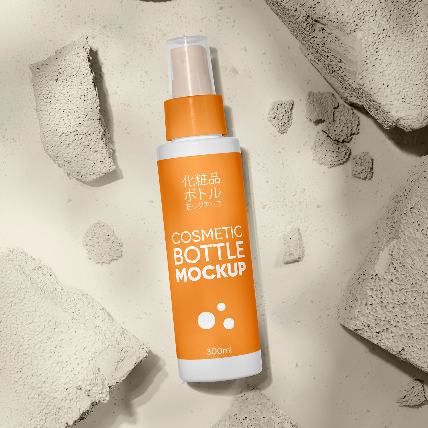 Free Sticker Label Cosmetic Bottle Mockup PSD Template