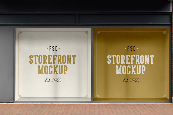 Free Storefront Window Logo Mockups PSD Template