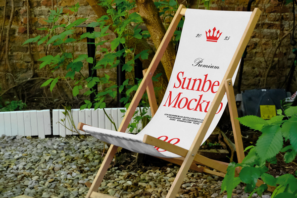 Free Sunbed in Garden Mockup PSD Template
