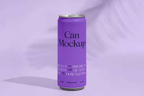 Free Tall Vertical Can Mockup PSD Template