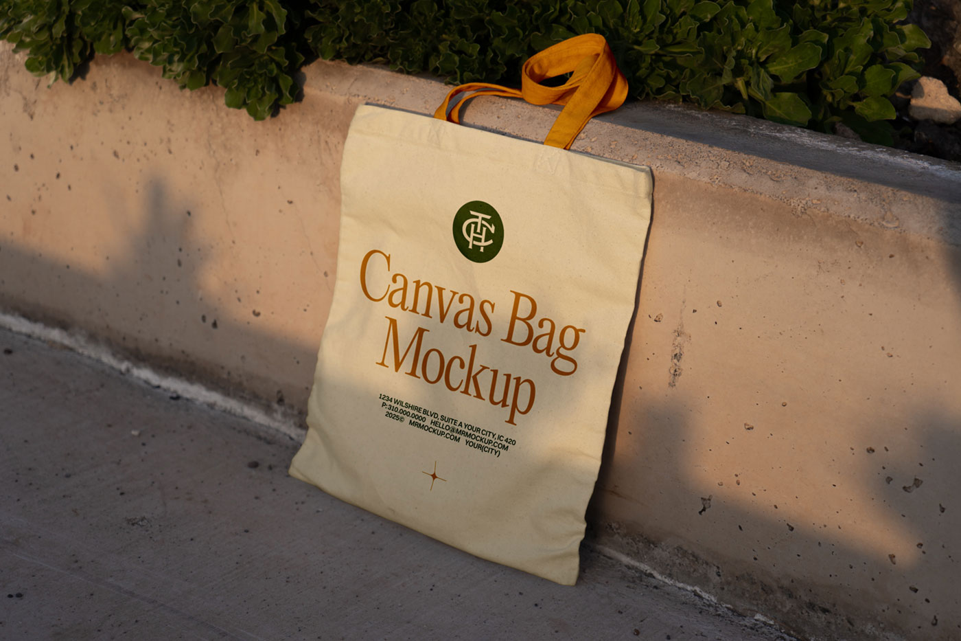Free Tote Bag Based on Wall Mockup PSD Template