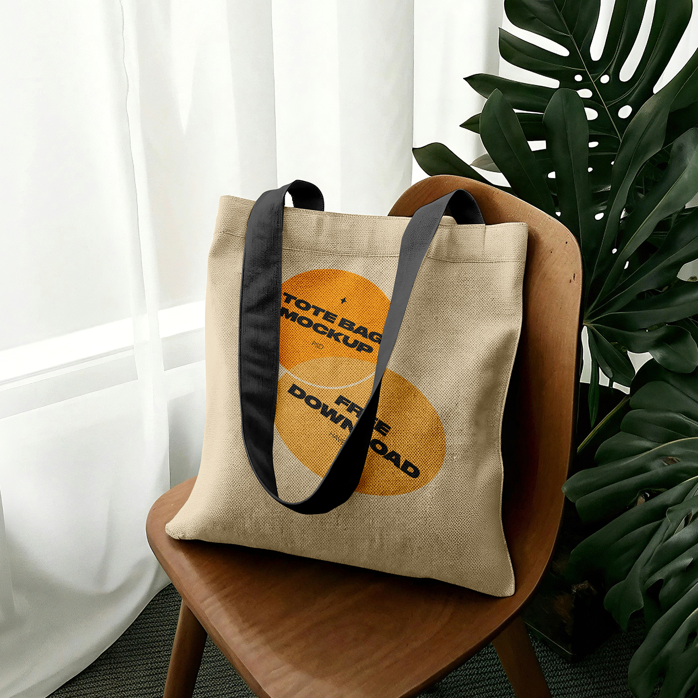 Free Tote Bag on Chair Mockup PSD Template