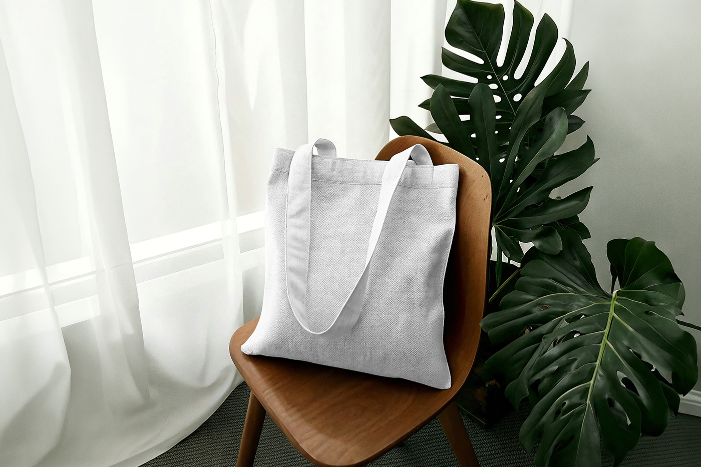 Free Tote Bag on Chair Mockup PSD Template