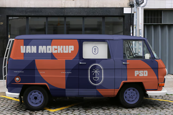 Free Transporter Van Mockup PSD Template