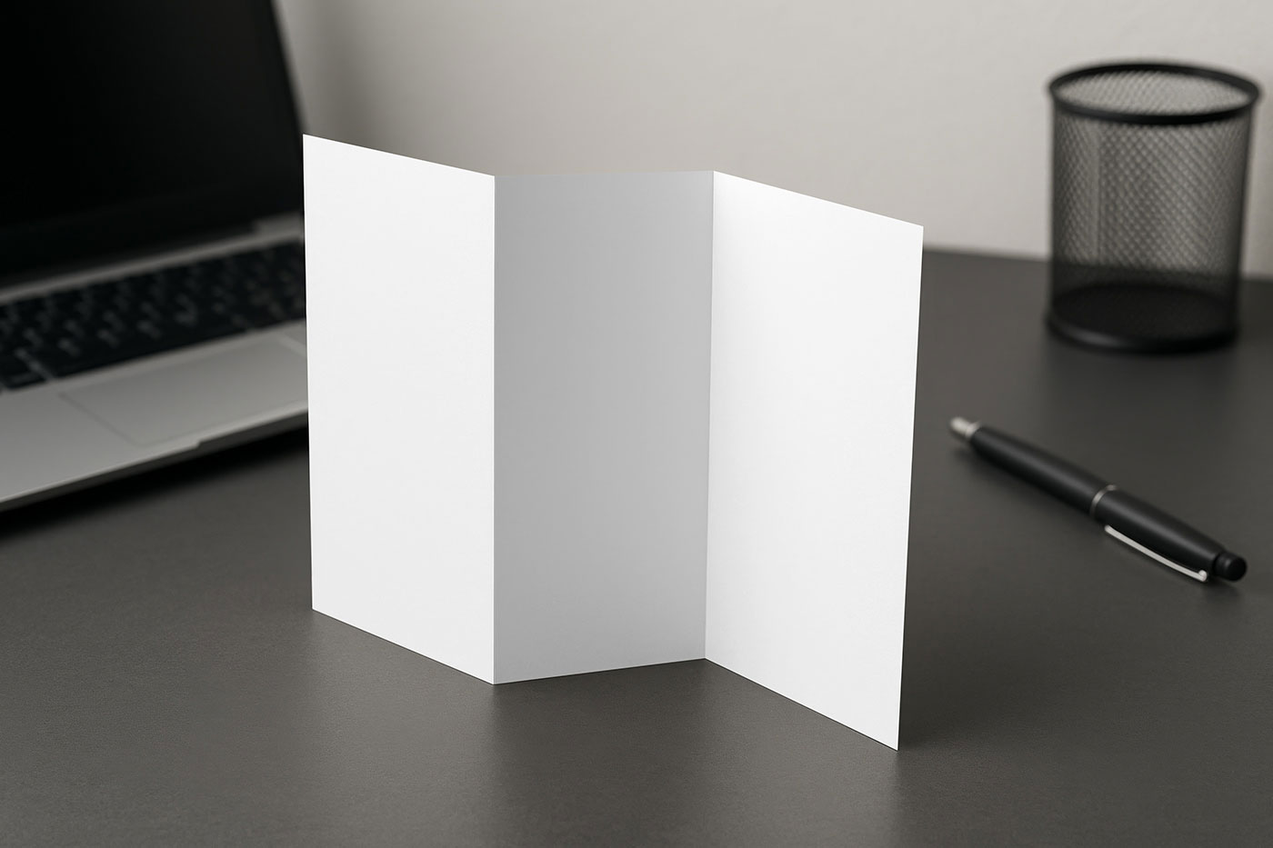 Free Trifold Standing Brochure Mockup PSD Template